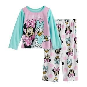 Disney Junior Minnie Daffy BEST FRIENDS 2 Piece Cozy Soft Fleece Pajama Set 4T